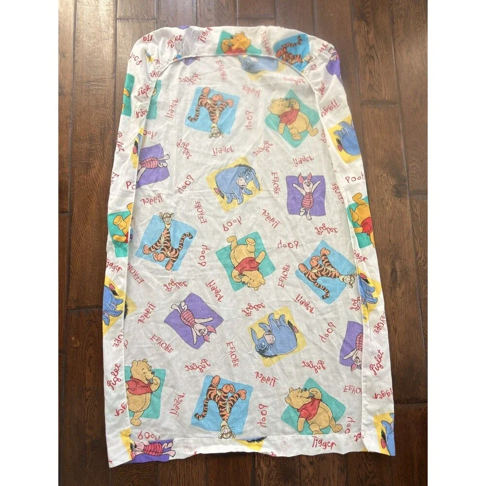 Disney Winnie the Pooh 1996 Crib Sheet 1 Fitted End 1 Flat Tigger Eeyore VTG